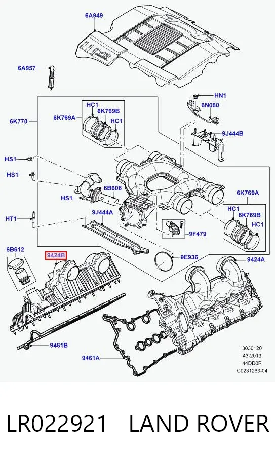 Kolektor ssący prawy LR022921 Land Rover