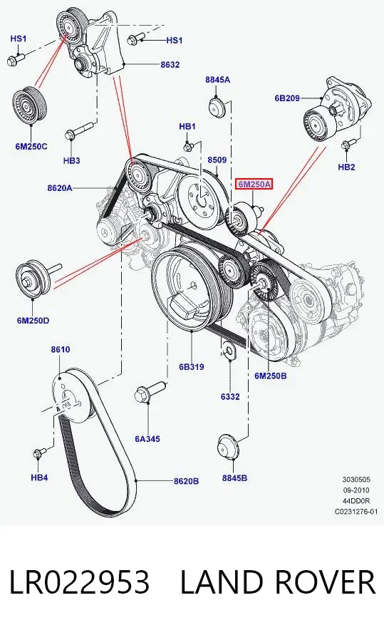 Rolka prowadząca, kierunkowa paska napędowego LR022953 Land Rover