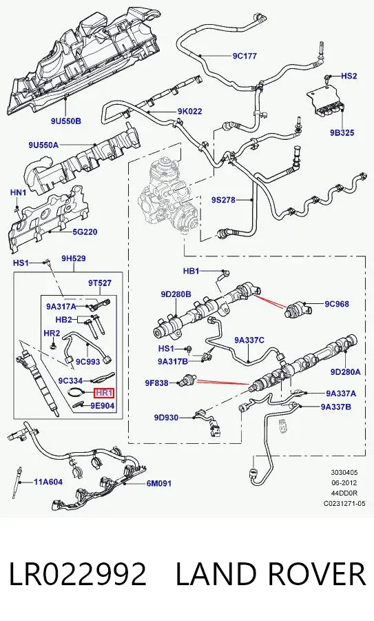 Pierścień uszczelniający wtryskiwacza LR022992 Land Rover