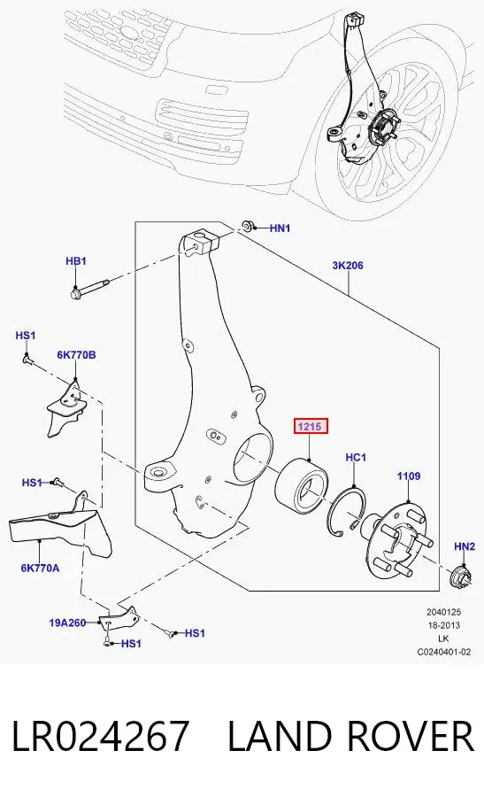 Łożysko piasty przedniej LR024267 Land Rover