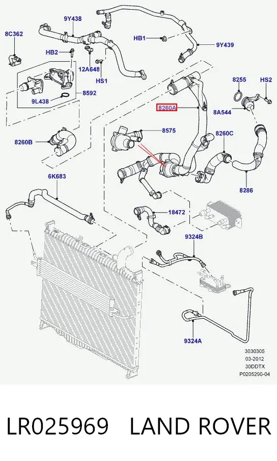 Termostat LR025969 Land Rover