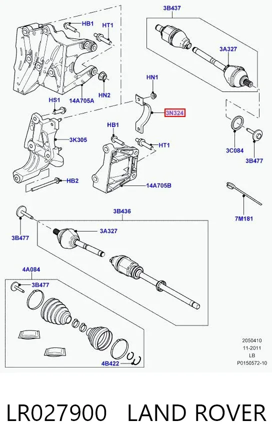 Podpora łożyska podwieszanego półosi przedniej LR027900 Land Rover