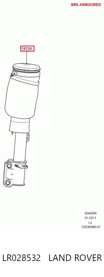 Amortyzator przedni prawy LR028532 Land Rover