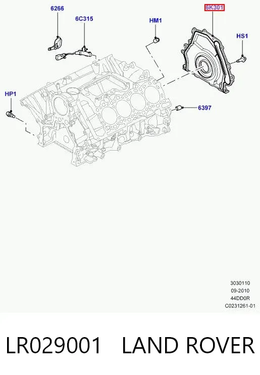 Uszczelniacz wału korbowego silnika tylny LR029001 Land Rover