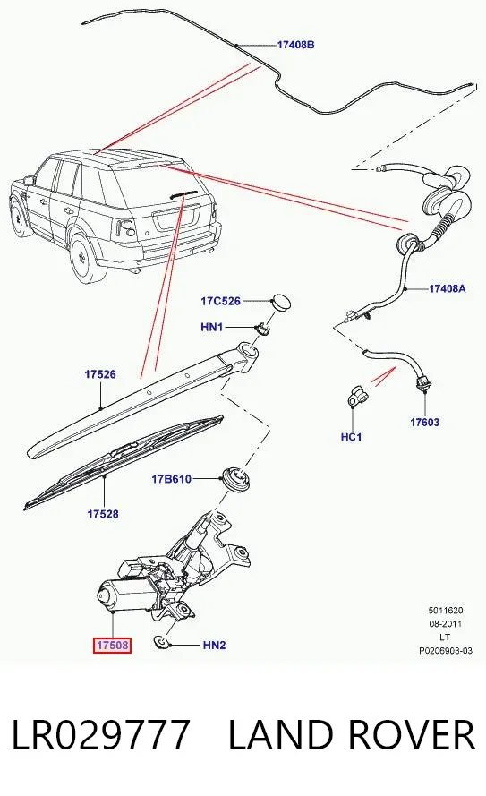 Silniczek wycieraczki tylnej szyby Land Rover Range Rover SPORT II