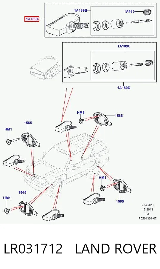 Czujnik ciśnienia w oponach LR031712 Land Rover