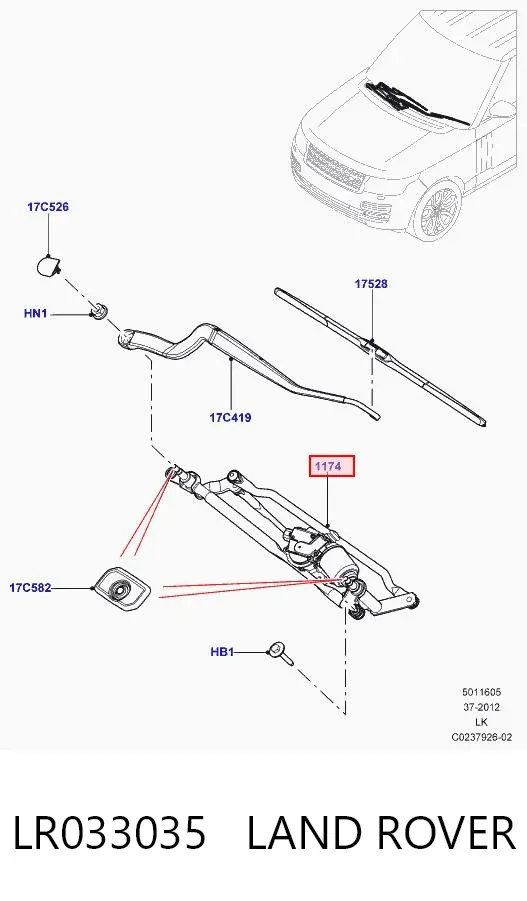 Mechanizm wycieraczek Land Rover Range Rover SPORT II