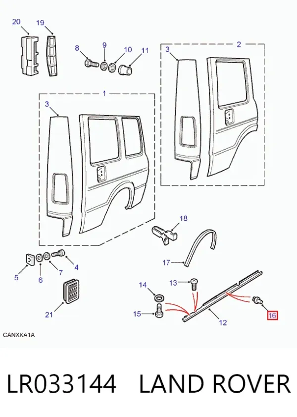 Spinka mocowania listwy ochronnej szyby przedniej LR033144 Land Rover