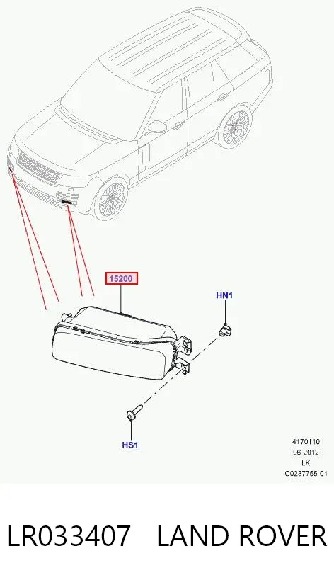 Lampa przeciwmgielna lewa LR033407 Land Rover