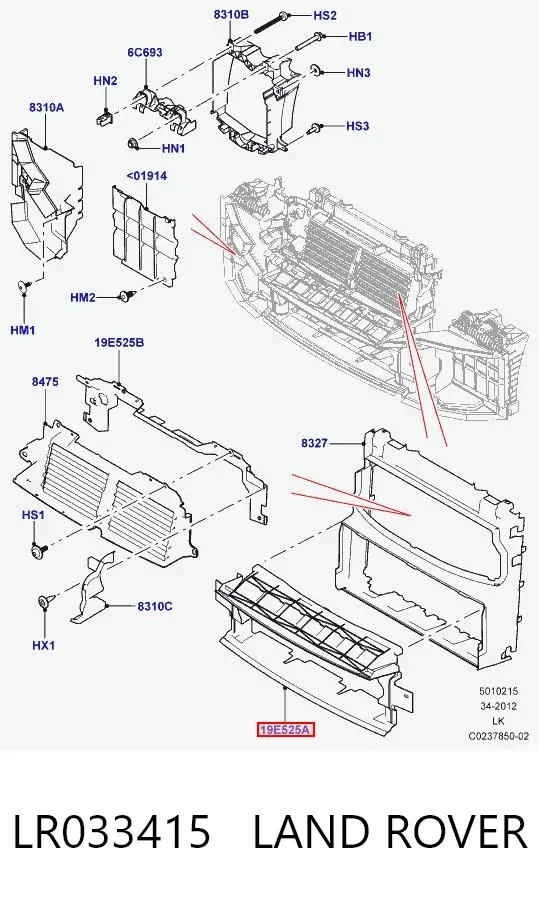 Kierownica powietrza (deflektor) chodnicy dolna LR033415 Land Rover