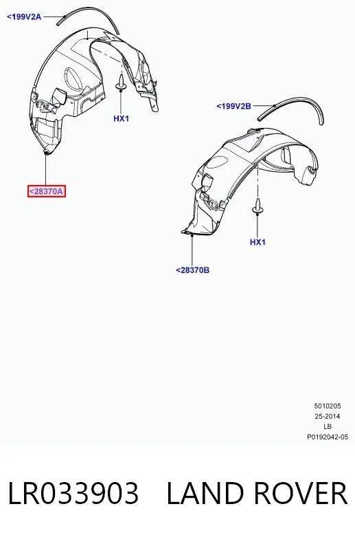 Nadkole błotnika przedniego prawe LR033903 Land Rover