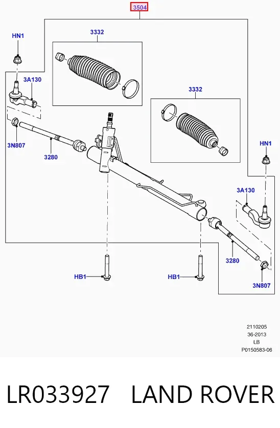 Listwa kierownicza (maglownica) LR033927 Land Rover