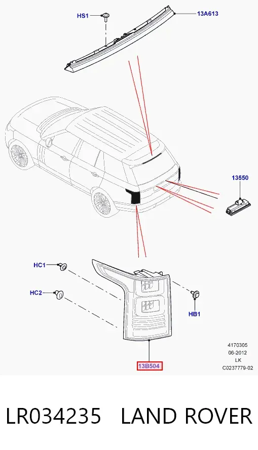 Lampa zespolona tylna prawa Land Rover Range Rover IV
