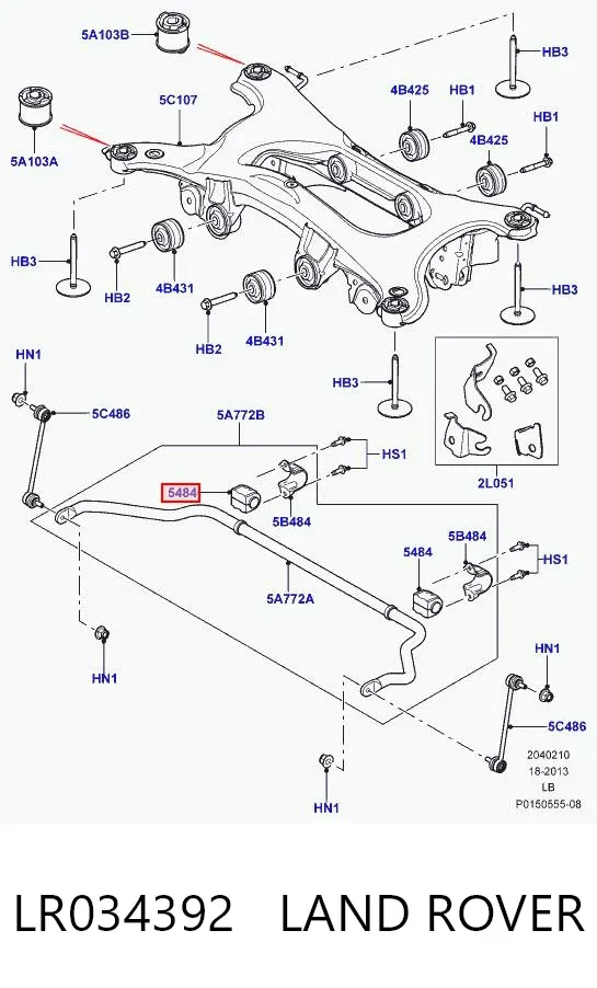 Tuleja stabilizatora tylnego LR034392 Land Rover