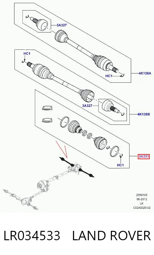 Osłona przegubu homokinetycznego półosi tylnej wewnętrzna LR034533 Land Rover
