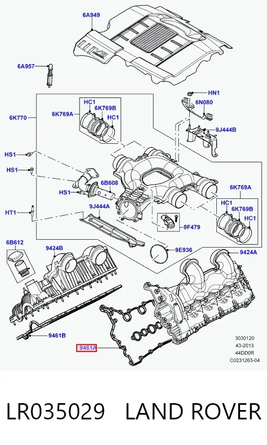Uszczelka pokrywy zaworowej silnika lewa LR035029 Land Rover