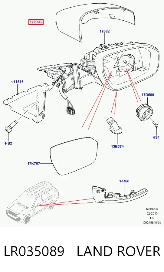 Lusterko wsteczne prawe Land Rover Range Rover IV