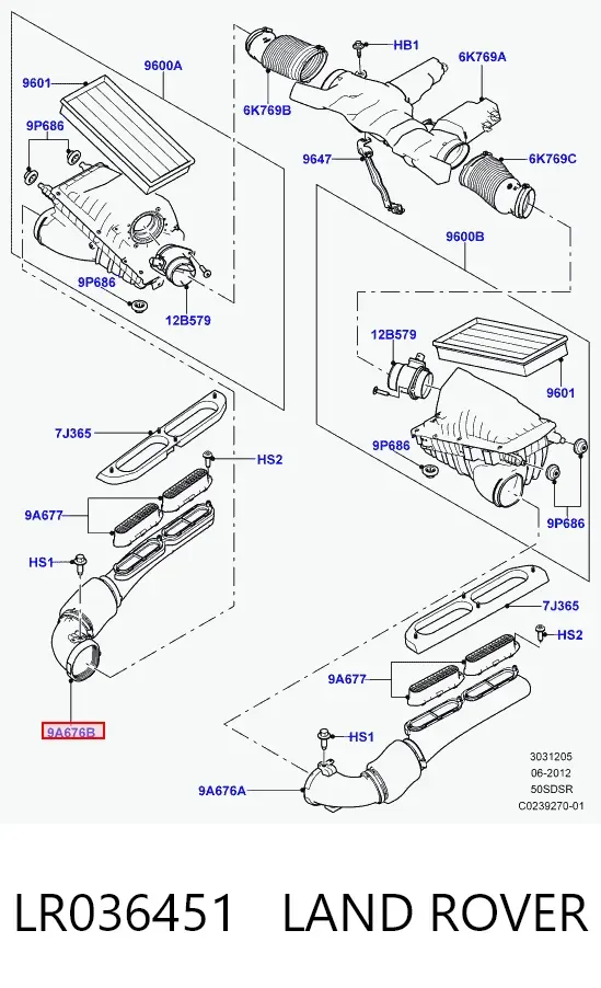 Wlot powietrza do filtra powietrza Land Rover Range Rover SPORT II