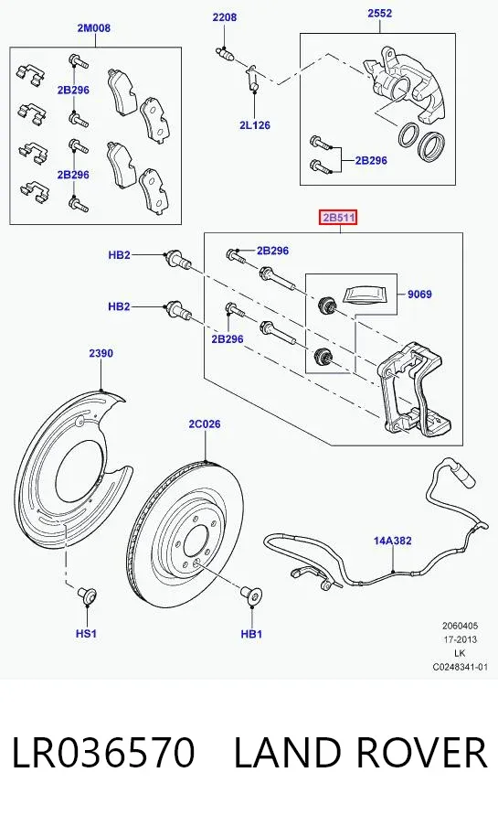 Jarzmo zacisku hamulcowego tylnego Land Rover Range Rover SPORT II