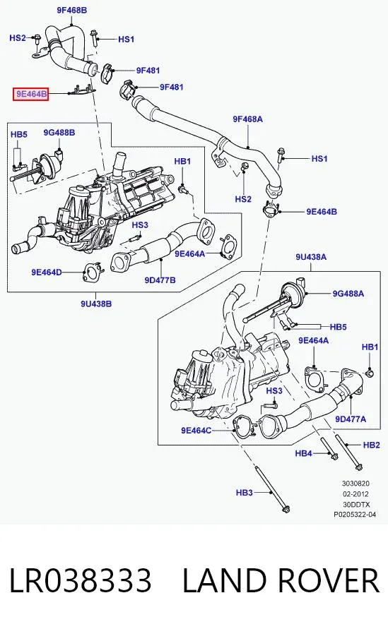 Uszczelka zaworu recyrkulacji EGR LR038333 Land Rover