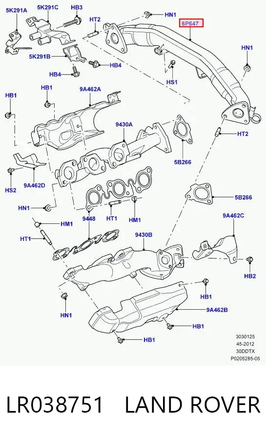Kolektor wydechowy LR038751 Land Rover