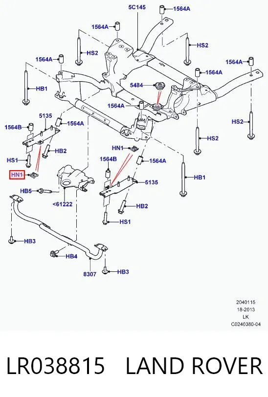 Nakrętka podkręcana pod śrubę samowiercącą LR038815 Land Rover