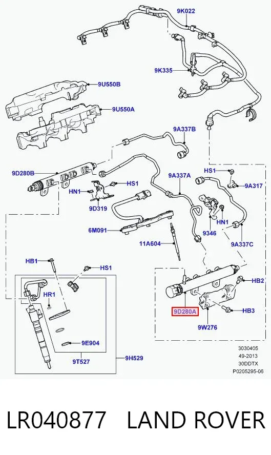 Rozdzielacz paliwa lewy LR040877 Land Rover