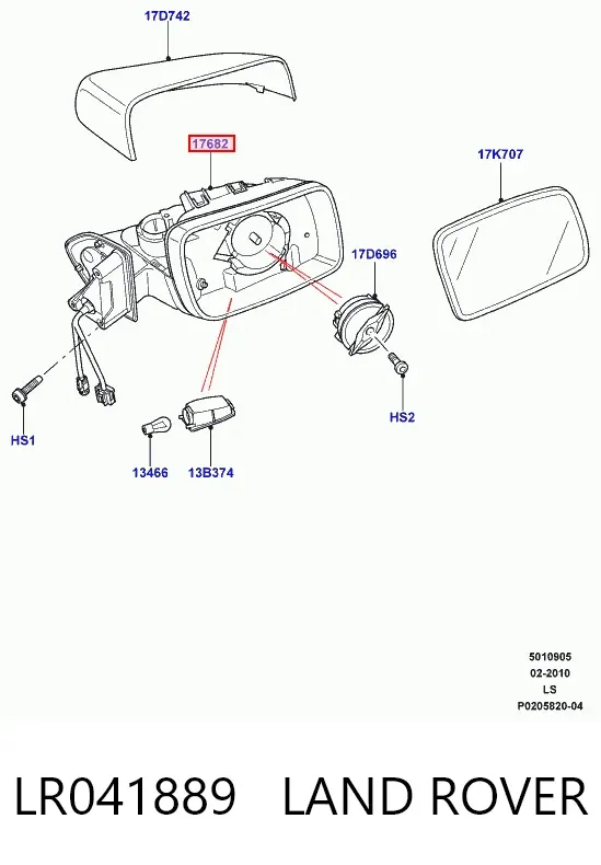 Obudowa lusterka wstecznego prawego LR041889 Land Rover