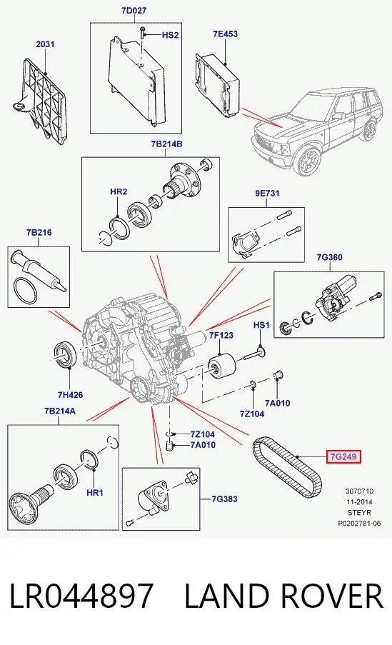 Łańcuch napędowy skrzyni rozdzielczej LR044897 Land Rover