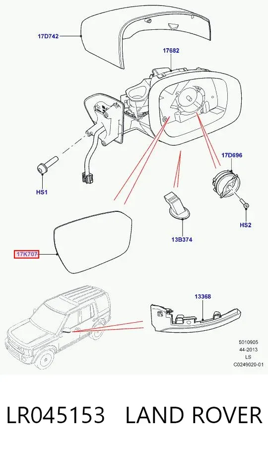 Wkład lusterka wstecznego lewego LR045153 Land Rover