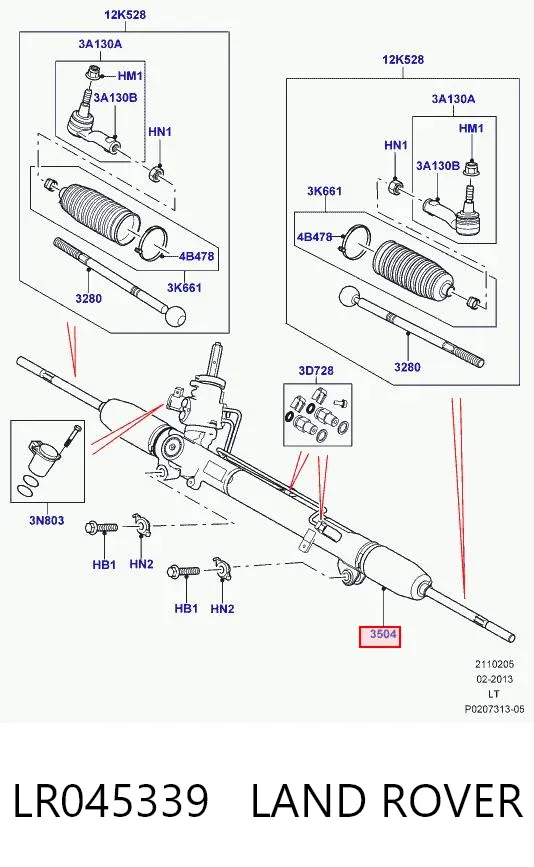 Listwa kierownicza (maglownica) LR045339 Land Rover