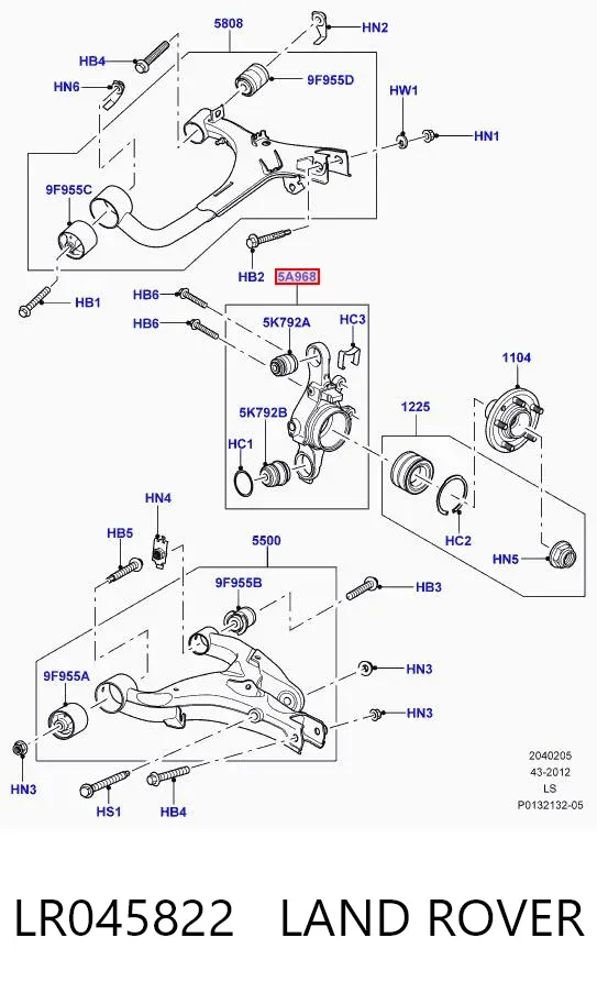 Czop (zwrotnica) tylny prawy LR045822 Land Rover