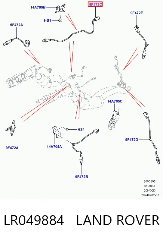 Sonda lambda czujnik tlenu po katalizatorze LR049884 Land Rover