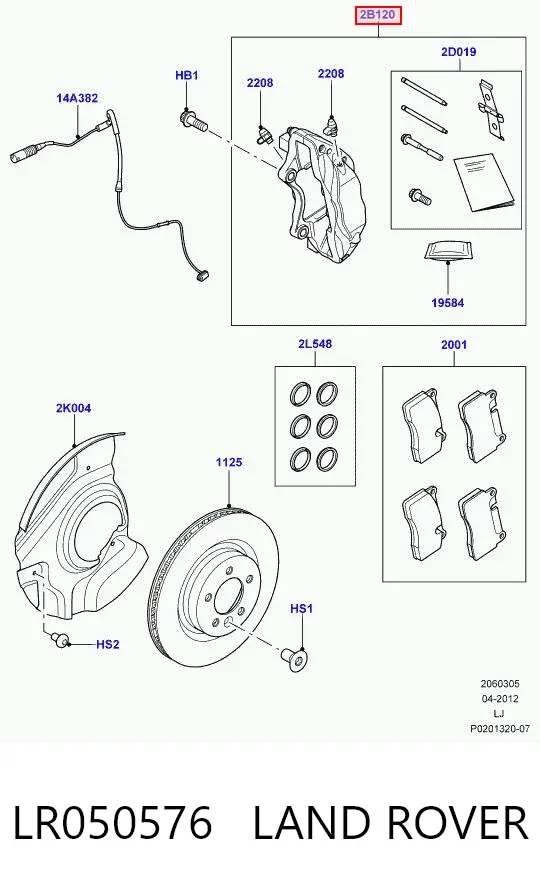 Zacisk hamulcowy przedni prawy LR050576 Land Rover
