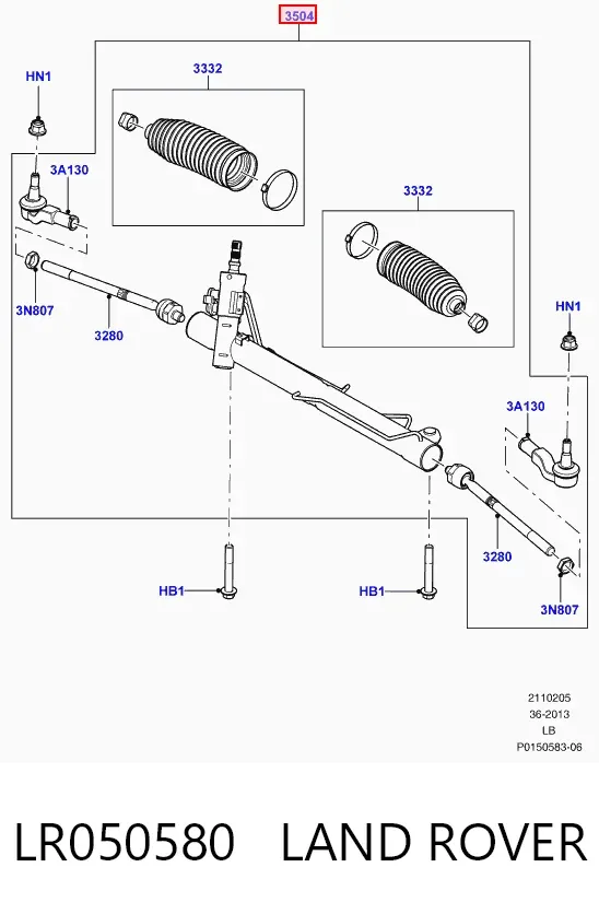 Listwa kierownicza (maglownica) LR050580 Land Rover