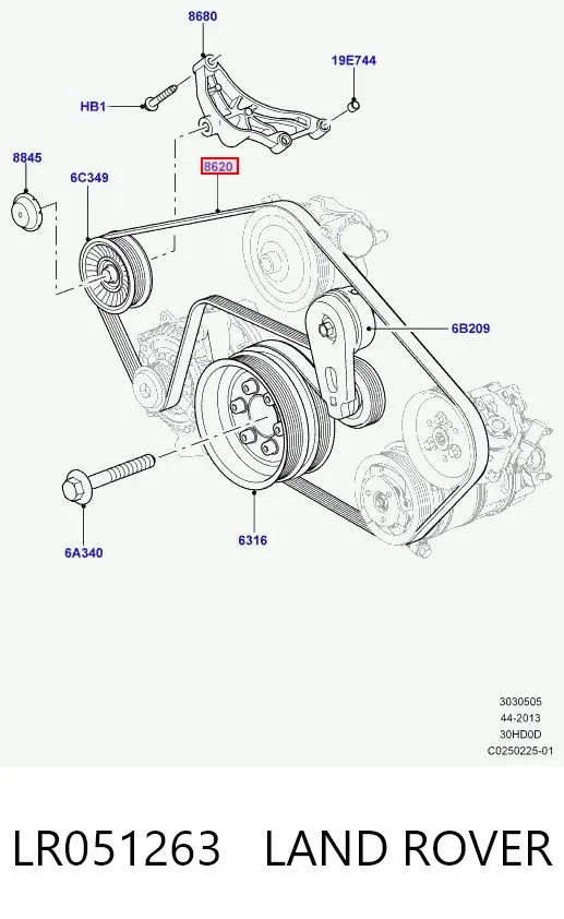 Pas napędowy mechanizmów LR051263 Land Rover