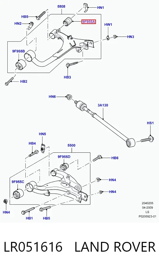 Silentblock wahacza tylnego górnego LR051616 Land Rover