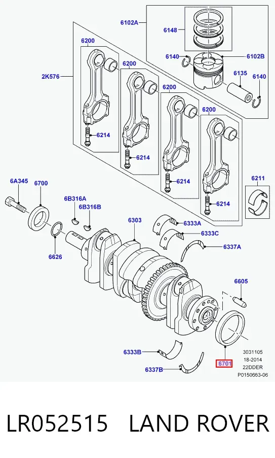 Uszczelniacz wału korbowego silnika tylny LR052515 Land Rover