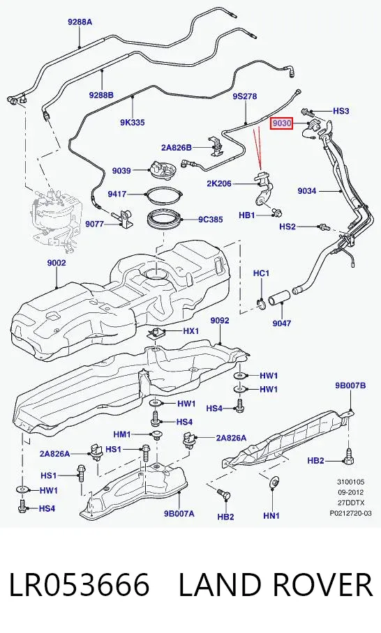 Korek wlewu paliwa LR053666 Land Rover
