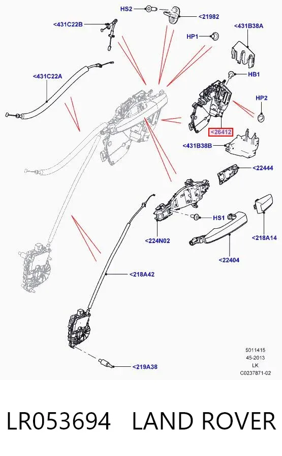 Zamek drzwi tylnych prawych LR053694 Land Rover
