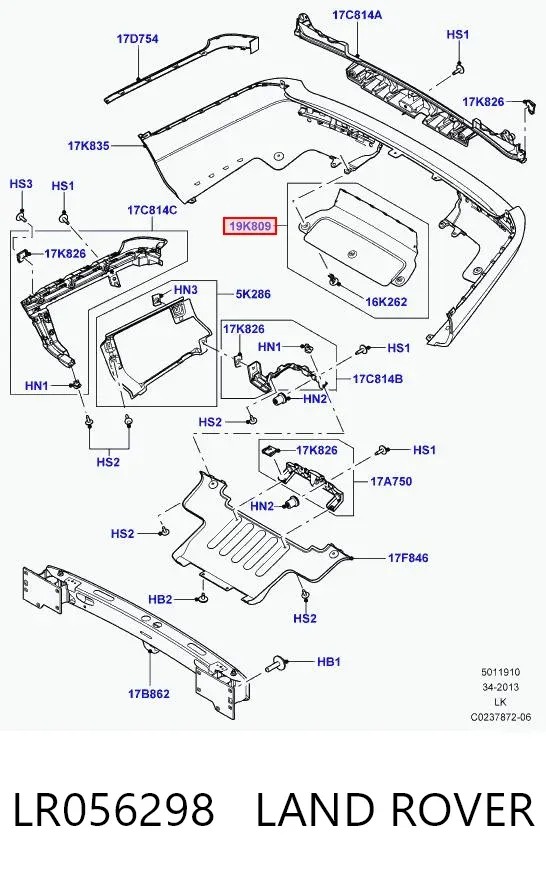 Zaślepka zderzaka haka holowniczego tylna LR056298 Land Rover