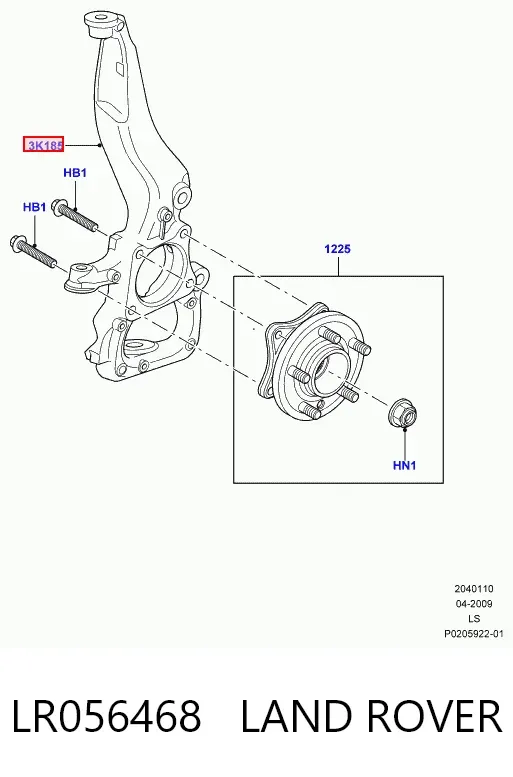 Czop (zwrotnica) przedni prawy LR056468 Land Rover