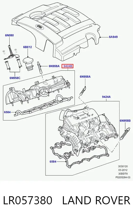 Pokrywa zaworowa prawa LR057380 Land Rover