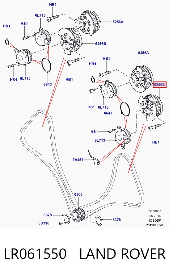 Koło zębate walcowe wałka rozrządu wydechowego LR061550 Land Rover