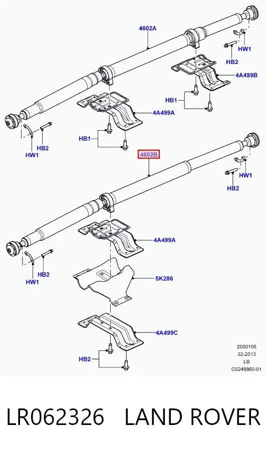 Wał Cardana tylny, kompletny LR062326 Land Rover