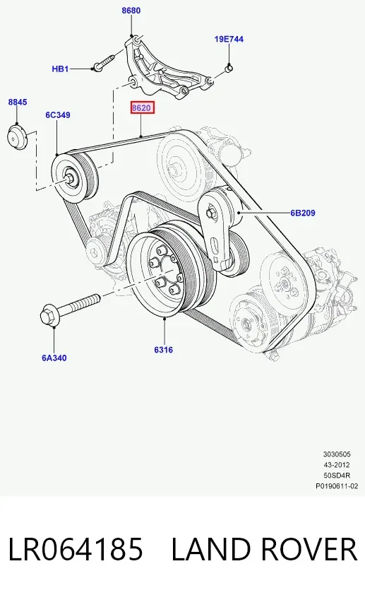 Pas napędowy mechanizmów LR064185 Land Rover