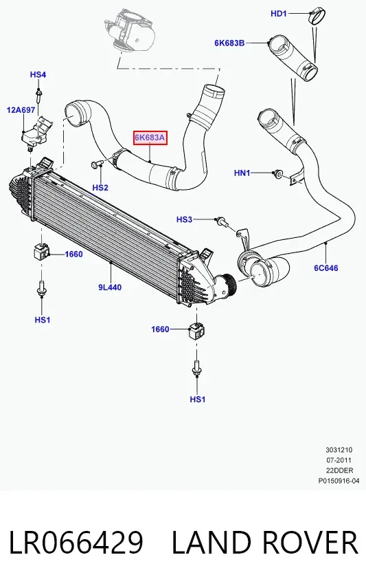 Przewód (króciec) intercoolera LR066429 Land Rover