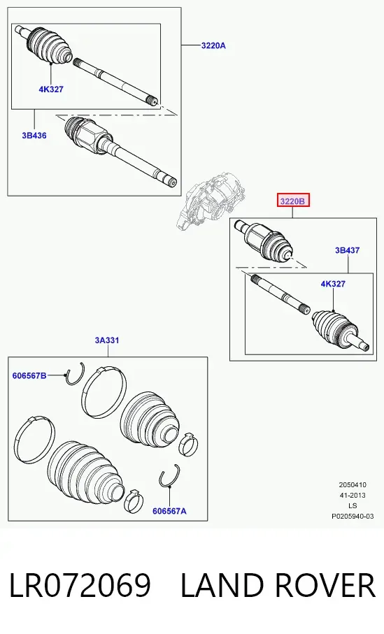 Półoś napędowa przednia lewa LR072069 Land Rover
