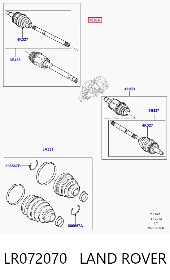 Półoś napędowa przednia prawa LR072070 Land Rover