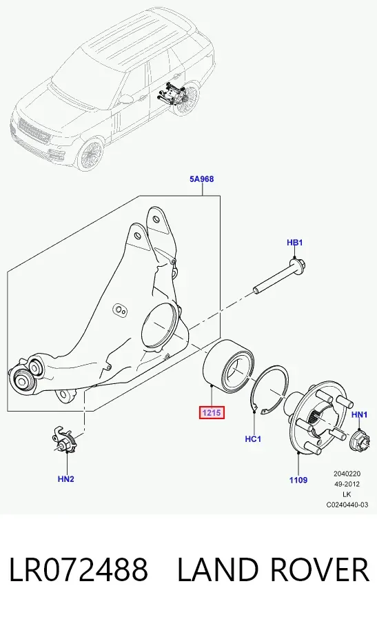 Łożysko piasty przedniej LR072488 Land Rover